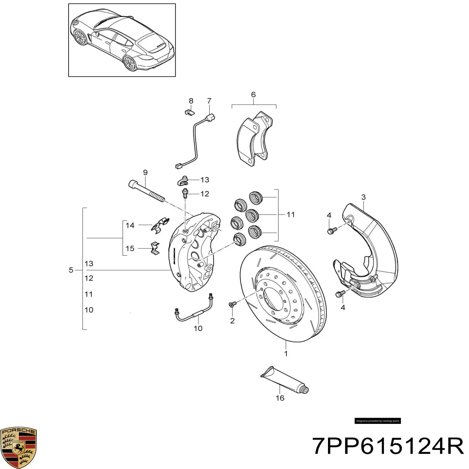 Купити 7PP615149E Porsche Супорт гальмівний передній лівий