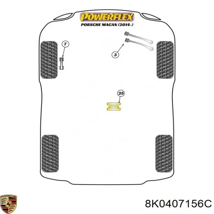 Важіль передньої підвіски нижній, правий 8K0407156C Porsche