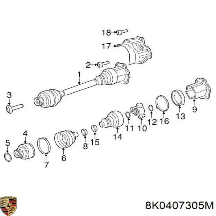 ШРУС зовнішній передній 8K0407305M Porsche