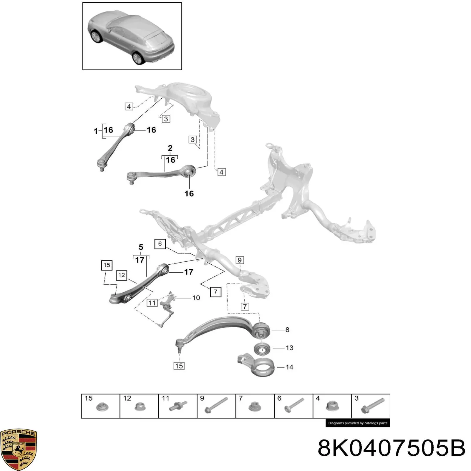 8K0407505B Porsche важіль передньої підвіски верхній, лівий