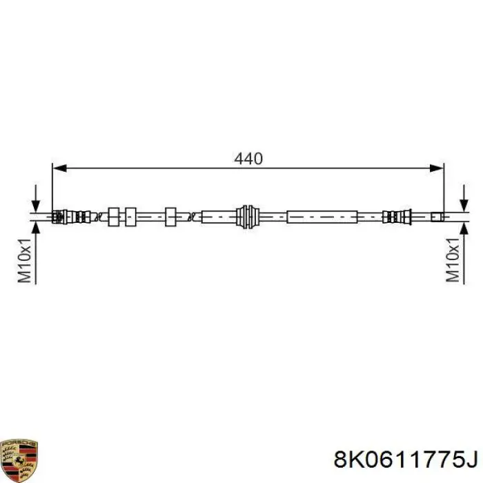 Купити 8K0611775J Porsche Шланг гальмівний задній