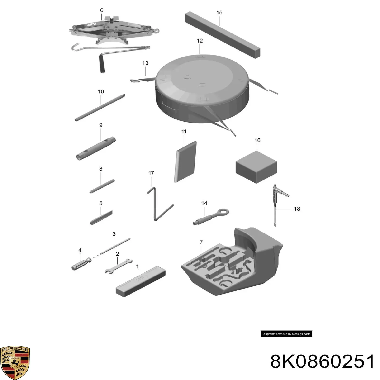 Знак аварійної зупинки Porsche 8K0860251 ціна, від 12.32 USD