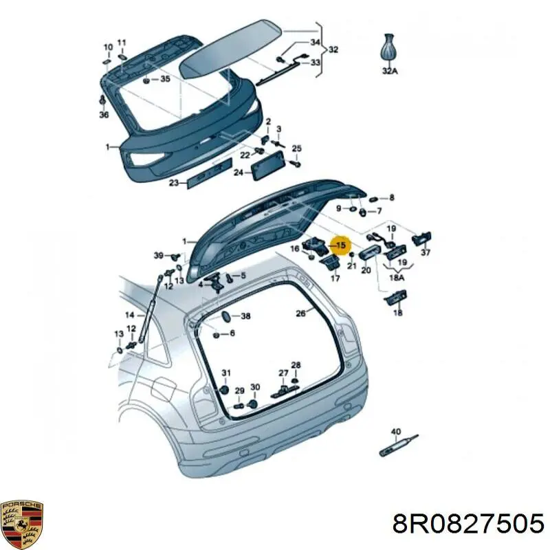 Купити 8R0827505 Porsche Замок 3/5-х дверей, задній