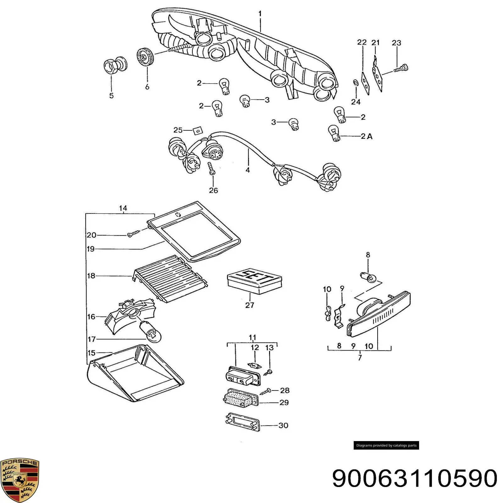 Лампочка плафону освітлення салону/кабіни 90063110590 Porsche