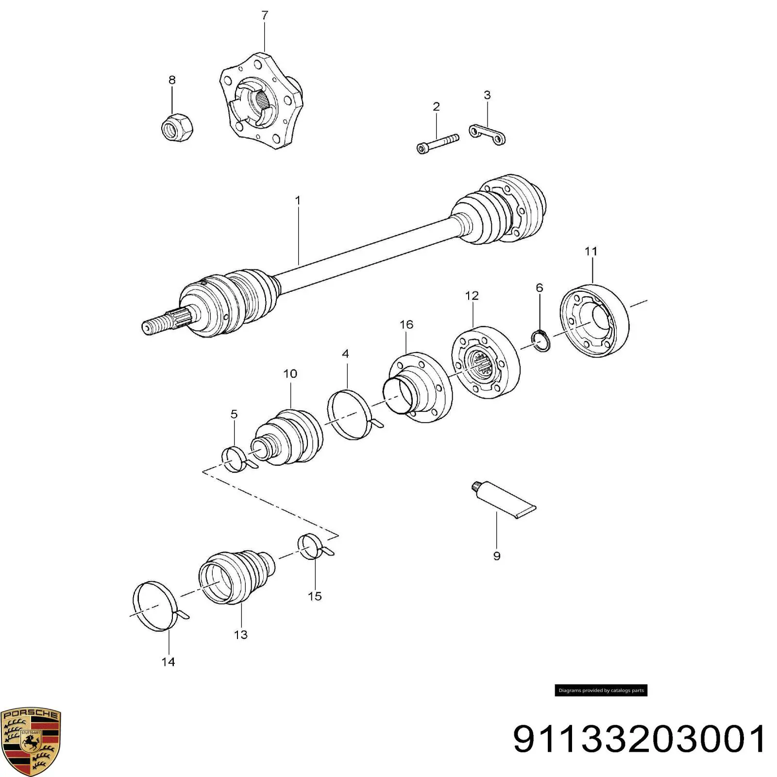 91133203001 Porsche ШРКШ внутрішній, передній