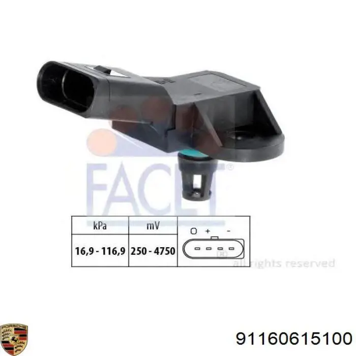 MAP сенсор Porsche 91160615100 ціна, від 75.99 USD