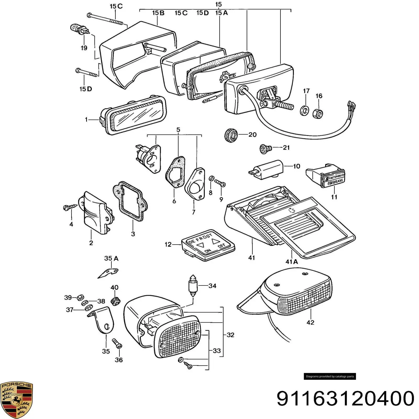 Туманка права Porsche 91163120400 ціна, від 978.52 USD