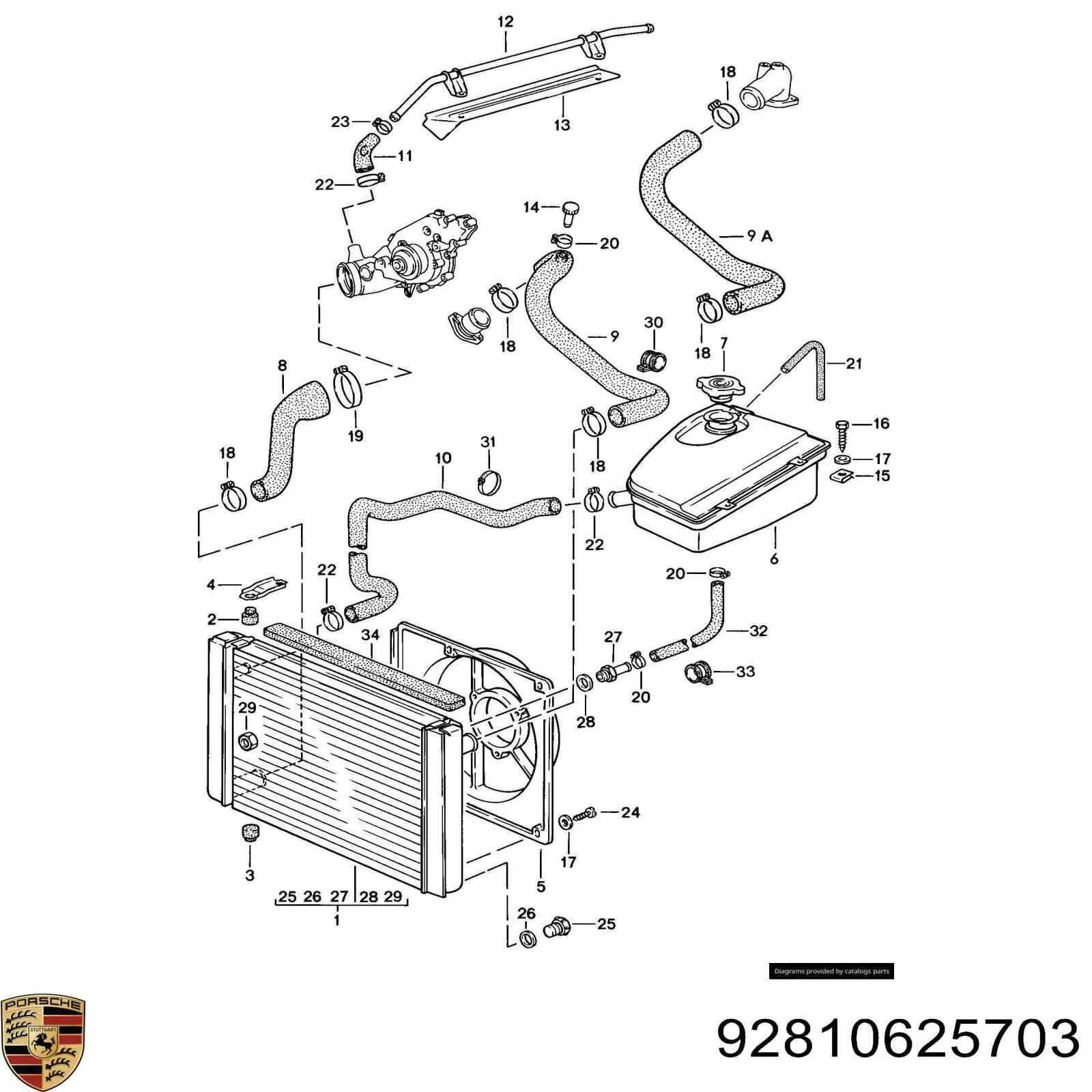 92810625703 Porsche Кришка / пробка радіатора