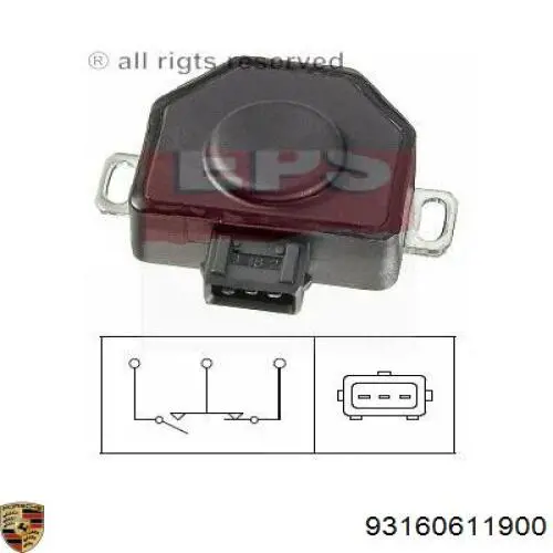 Датчик положення дросельної заслінки (потенціометр) 93160611900 Porsche