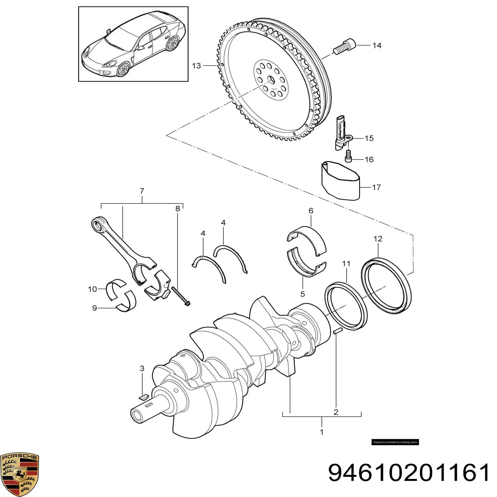 94610201161 Porsche Колінвал двигуна