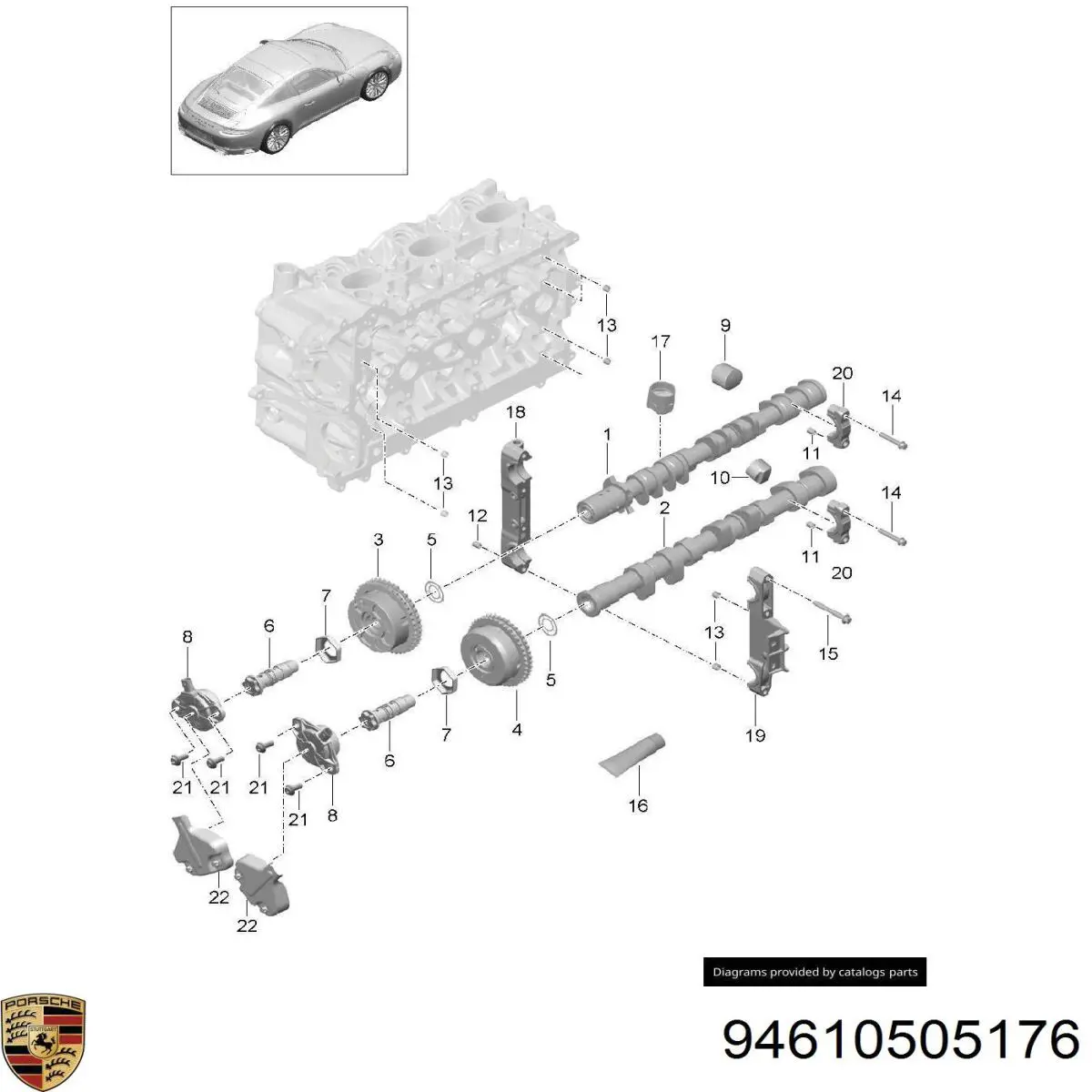 Зірка-шестерня розподільного валу двигуна, впускного Porsche 94610505176 ціна, від 197.79 USD