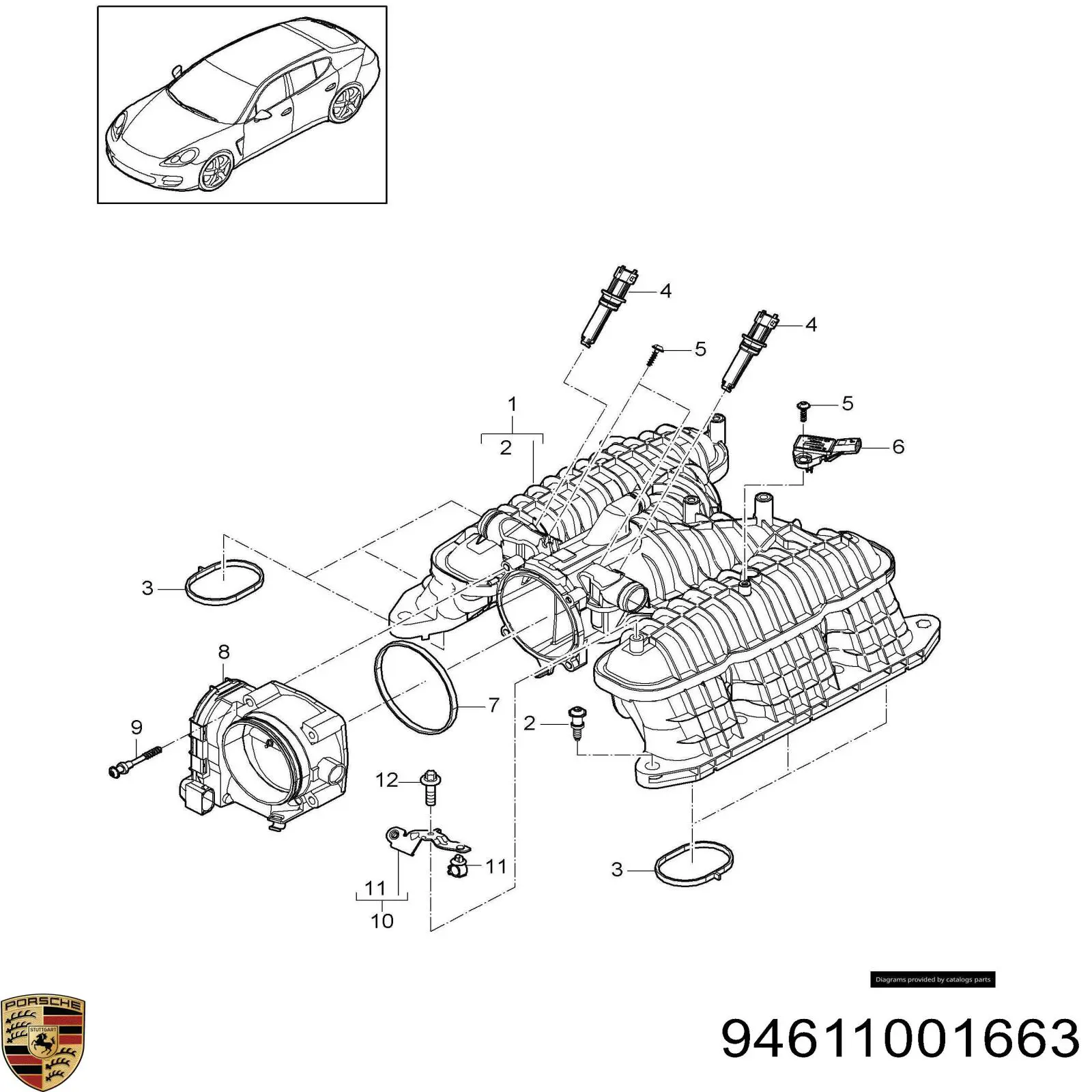 Колектор впускний Porsche Cayenne II позашляховик (92A) (2010 - 2026) ціна, від 158.37 USD