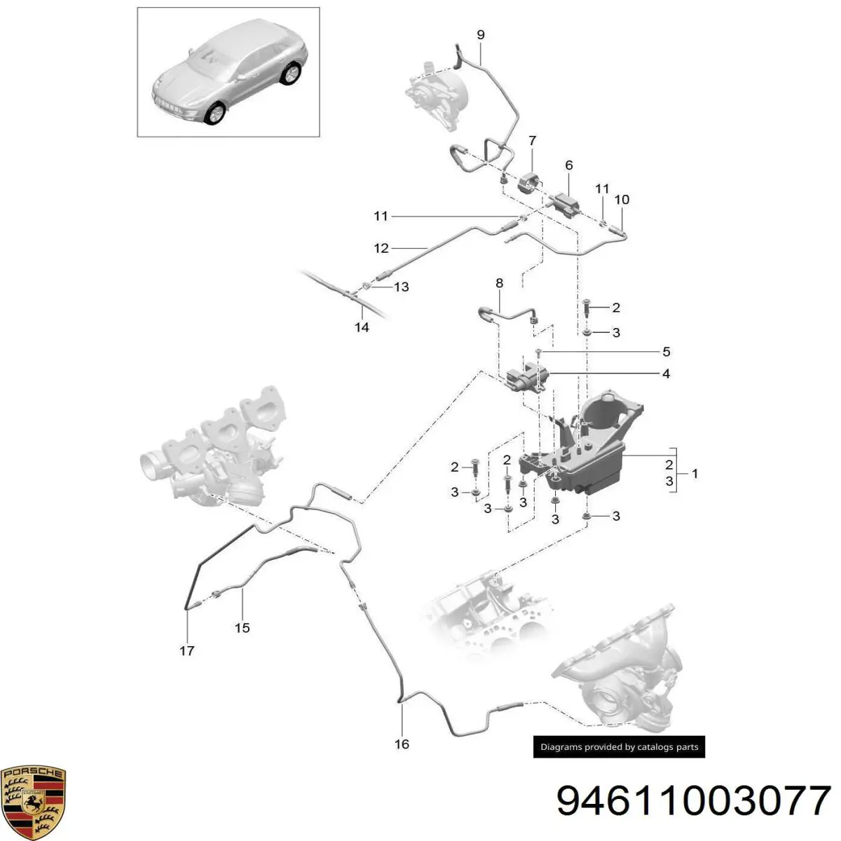94611003077 Porsche Ресивер вакуумний двигун