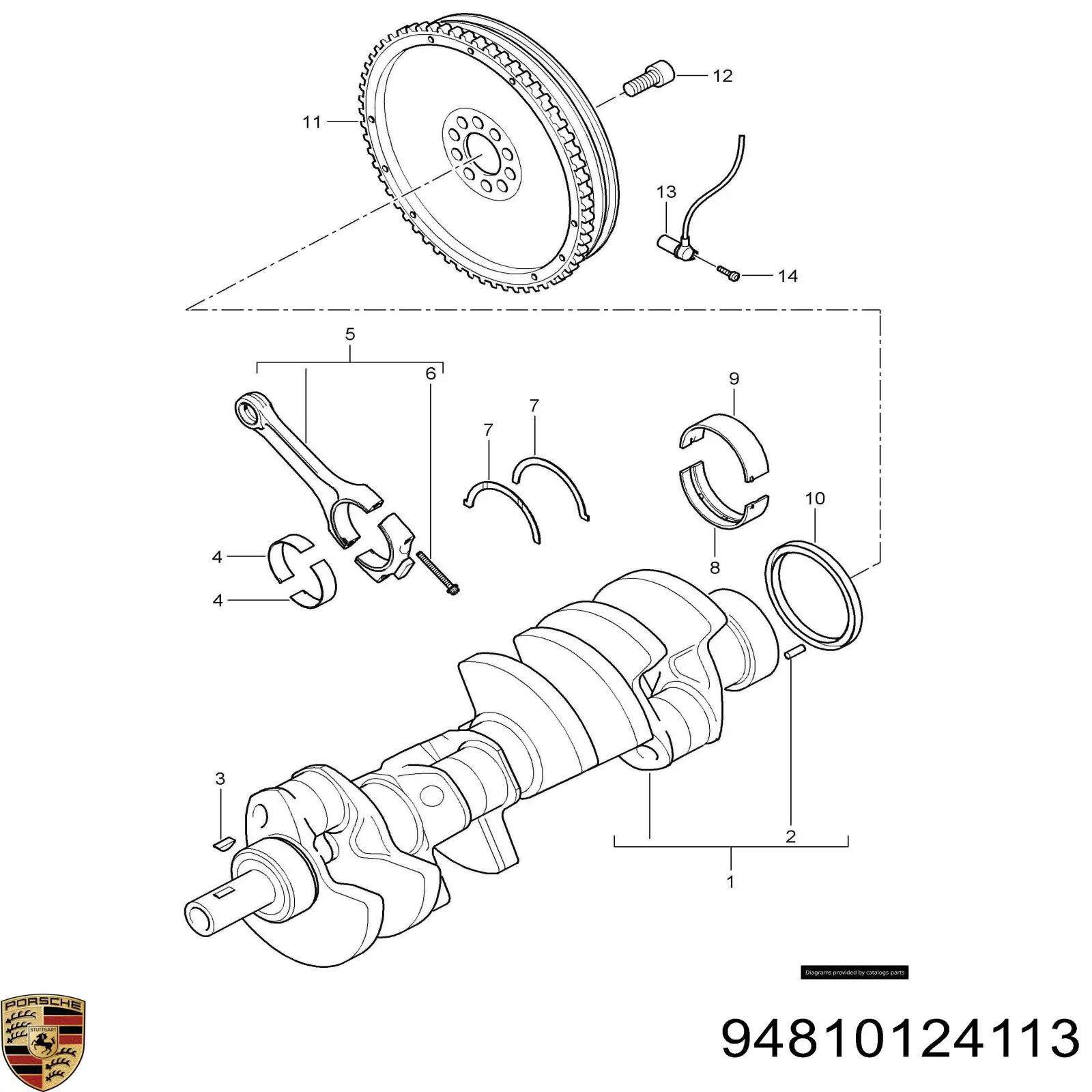 Вкладиші колінвала, корінні, комплект, стандарт (STD) Porsche 94810124113 ціна, від 46.87 USD