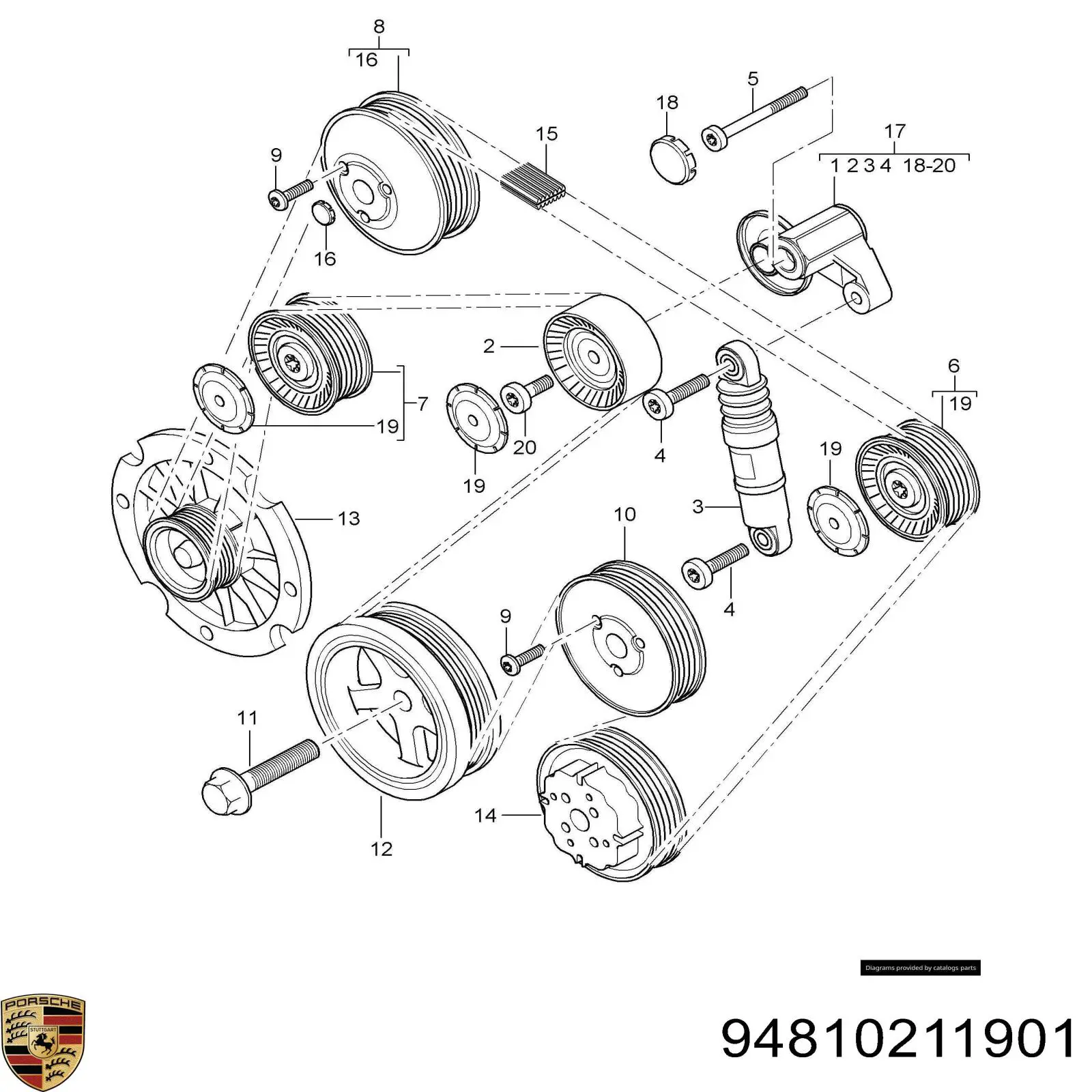 94810211900 Porsche Ролик приводного ременя, паразитний