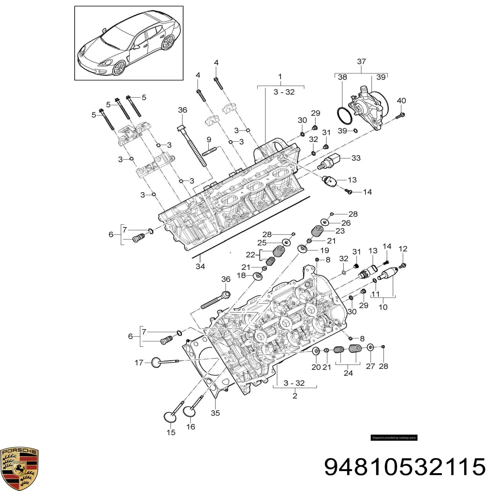 94810532115 Porsche Клапана і штовхачі