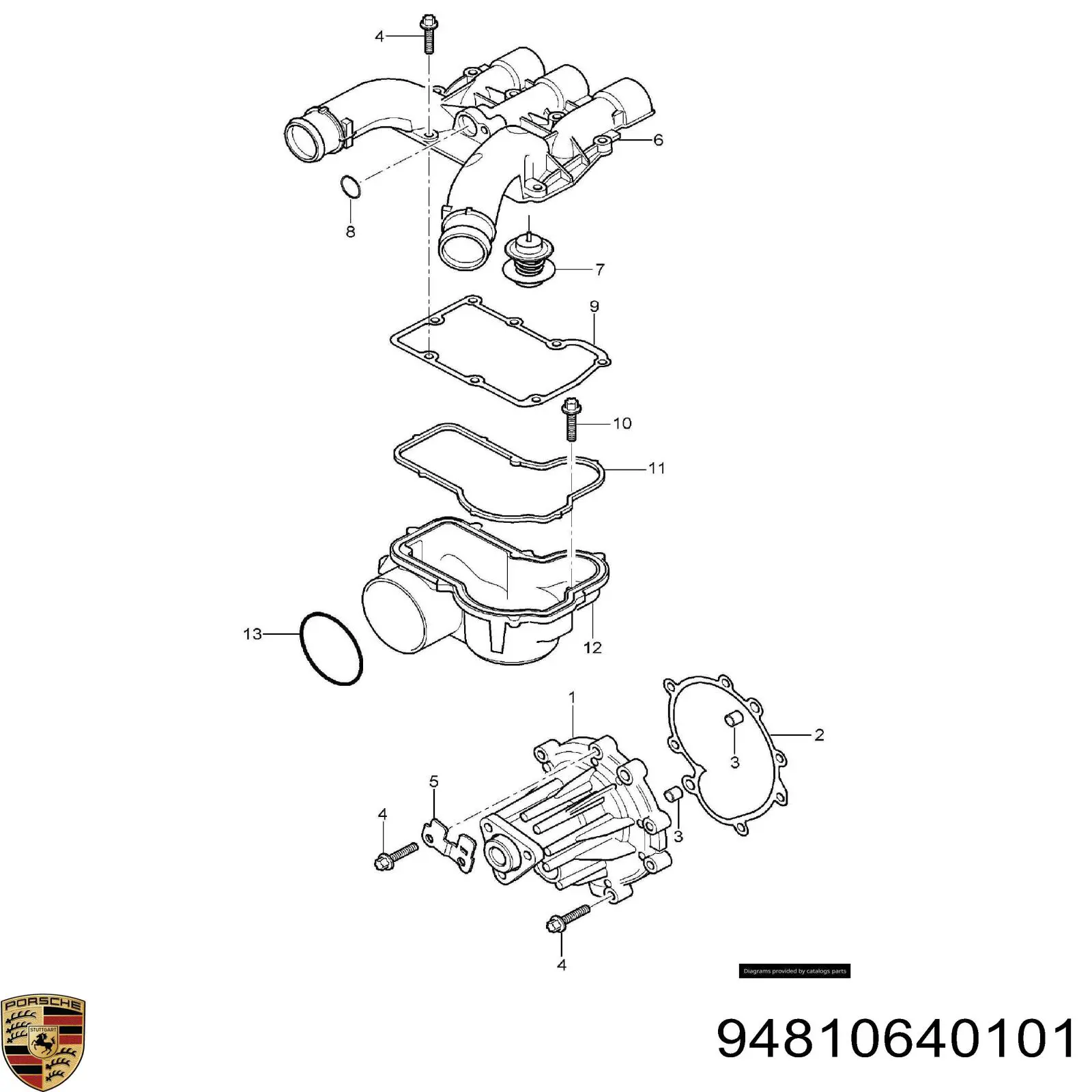 94810640101 Porsche Прокладка корпусу термостата