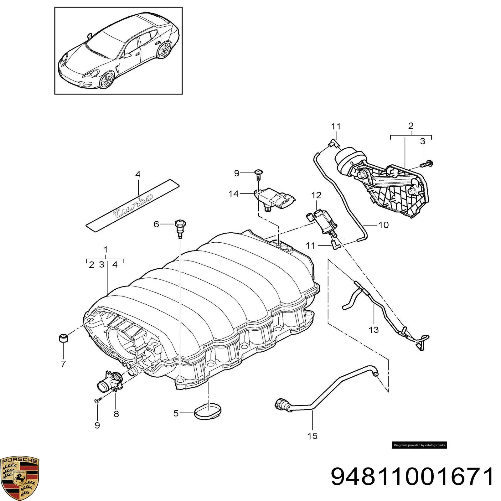 94811001671 Porsche Колектор впускний