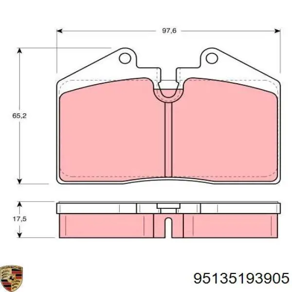 Колодки гальмові задні, дискові 95135193905 Porsche