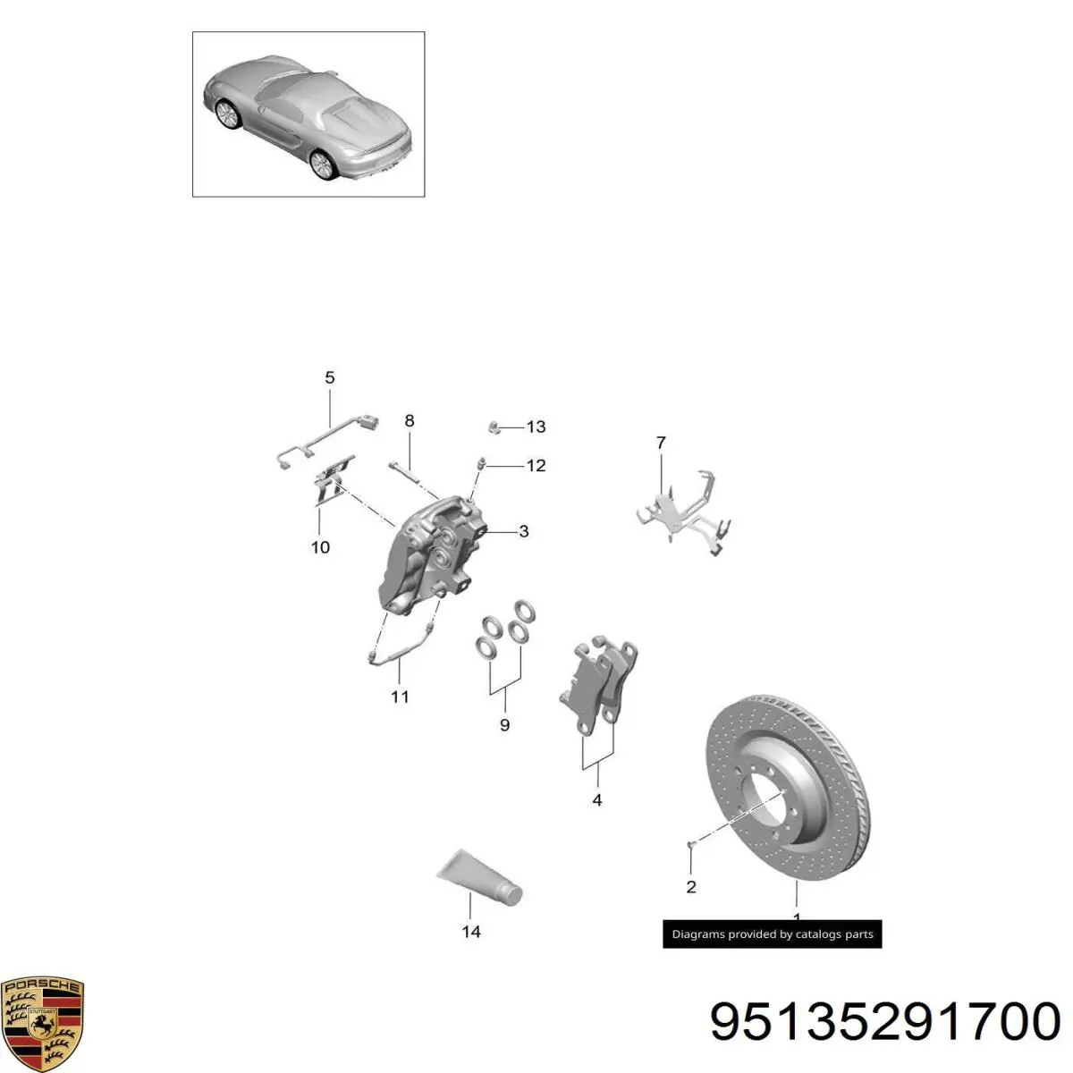 Купити 95135291700 VAG Супорт гальмівного, заднього