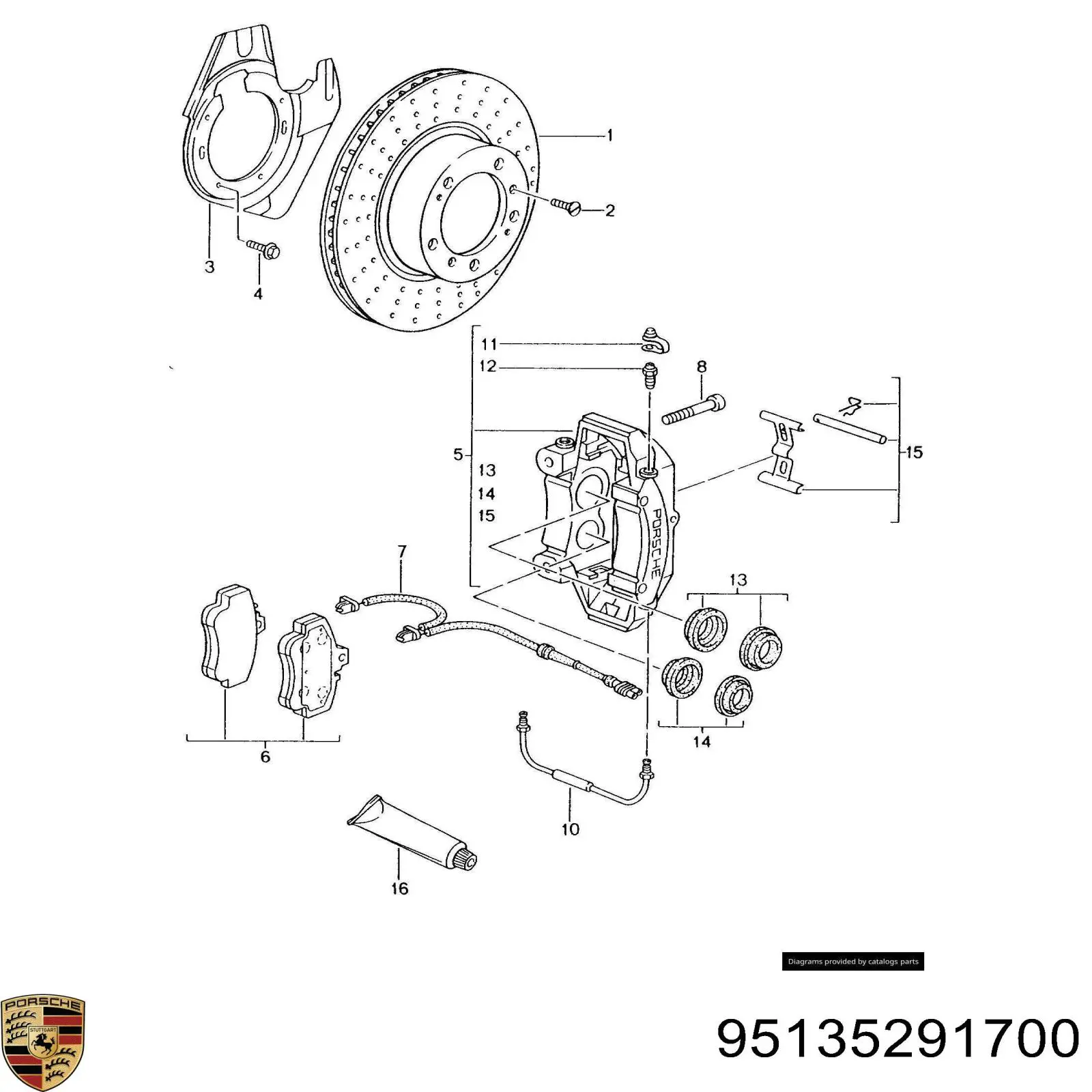 Ремкомплект супорту гальмівного заднього VAG 95135291700 ціна, від 14.07 USD