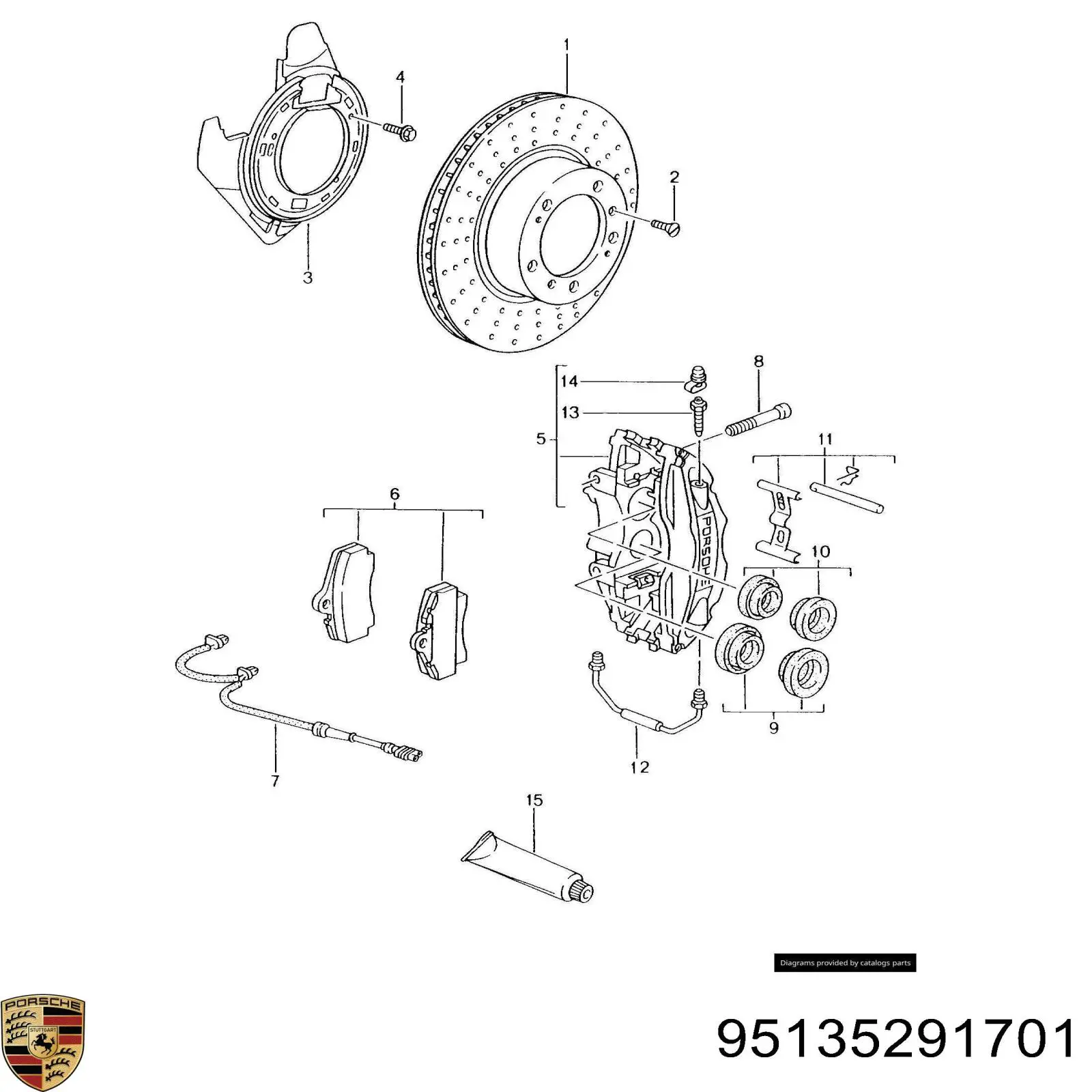 Ремкомплект супорту гальмівного заднього Porsche 95135291701 ціна, від 13.91 USD