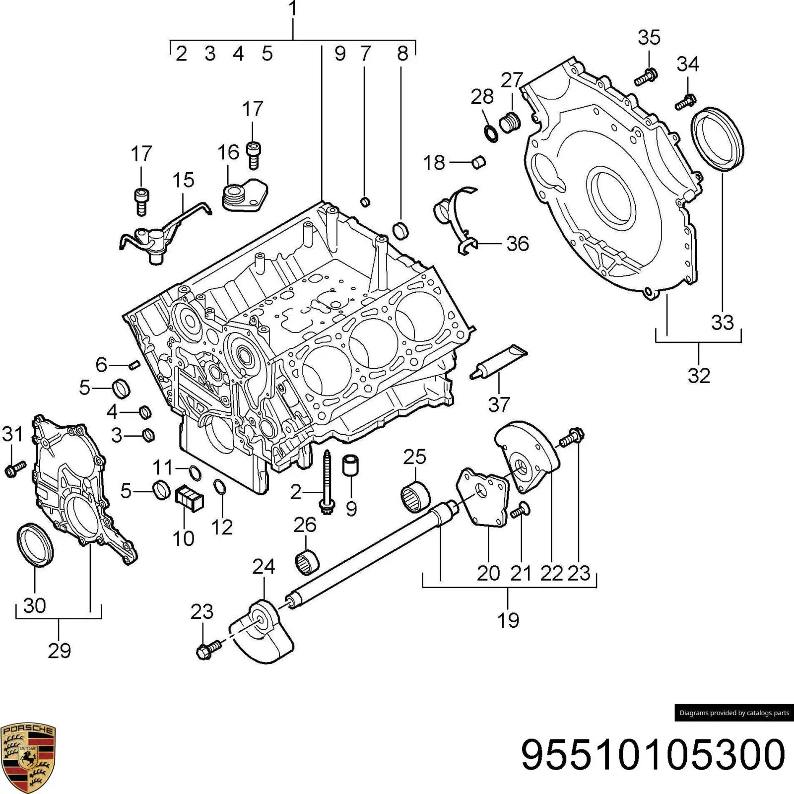 Сальник колінвала двигуна, задній Porsche 95510105300 ціна, від 19.66 USD