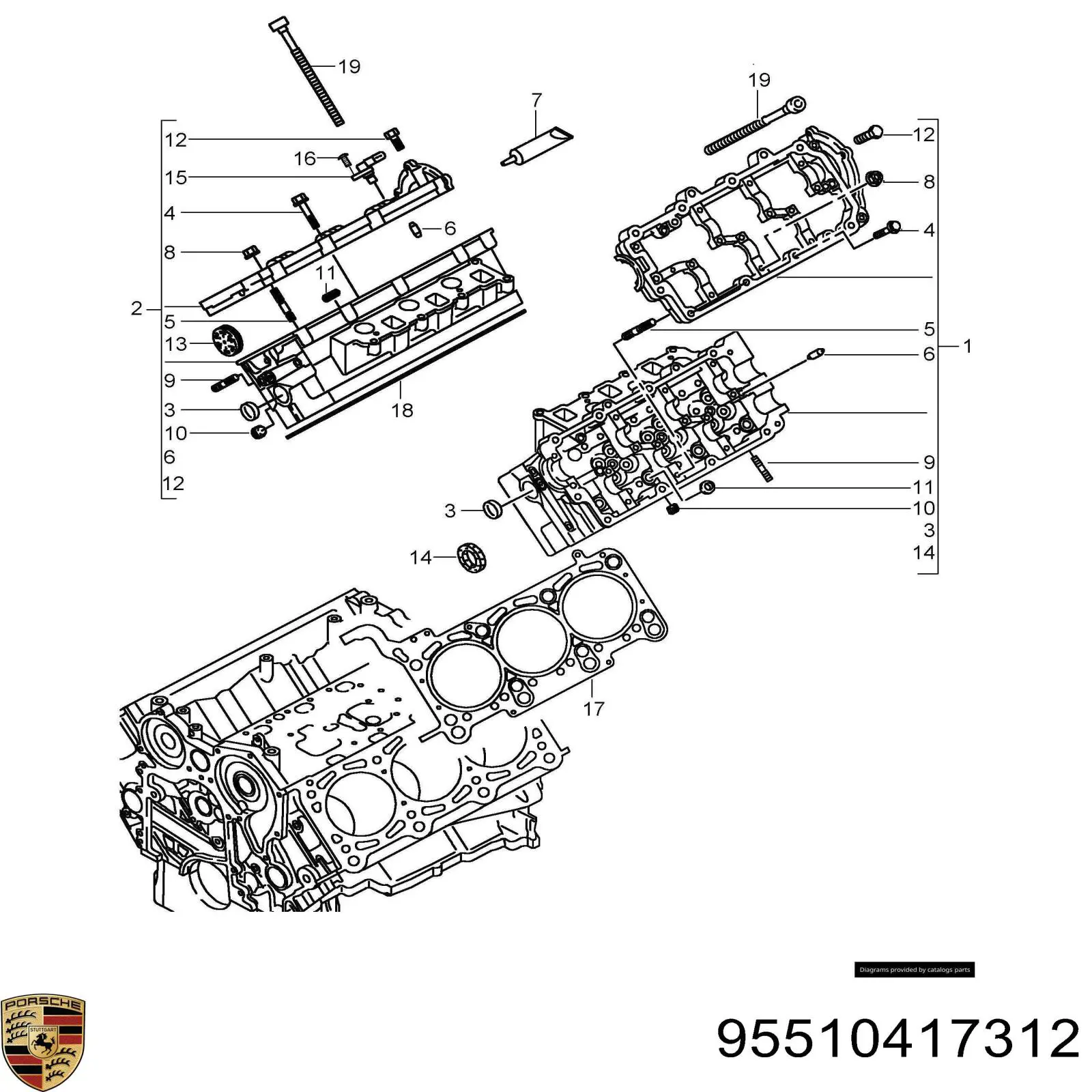 95510417310 Porsche прокладка головки блока циліндрів (гбц, ліва)