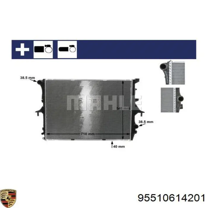 95510614201 Porsche Радіатор охолодження двигуна