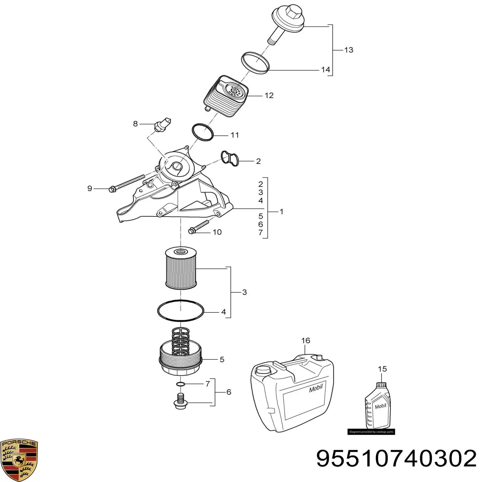 95510740302 Porsche Кронштейн масляного фільтра