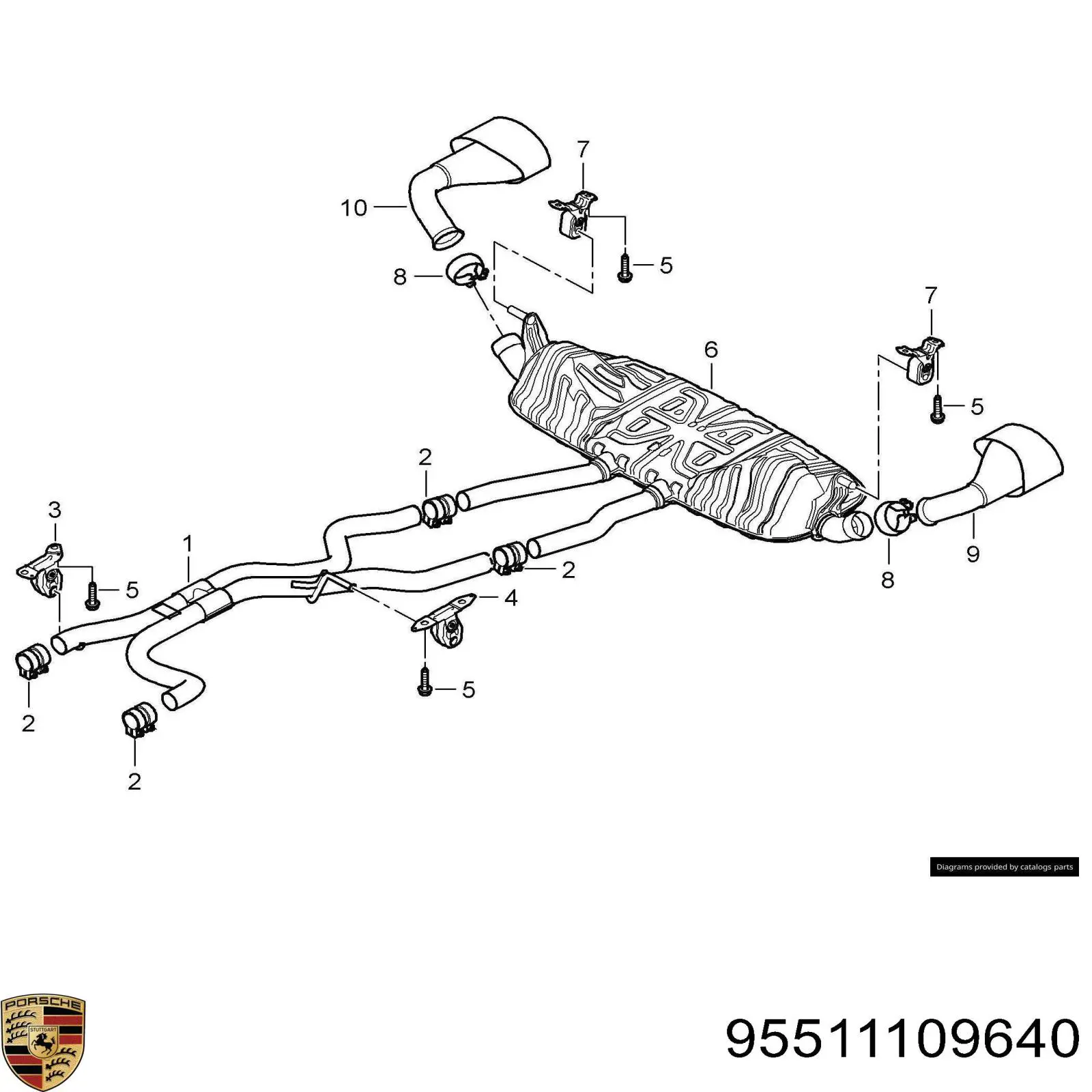 Глушник, центральна частина Porsche Cayenne (955) (Порше Каен)