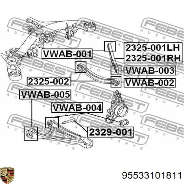95533101811 Porsche Балансир задній нижній, правий