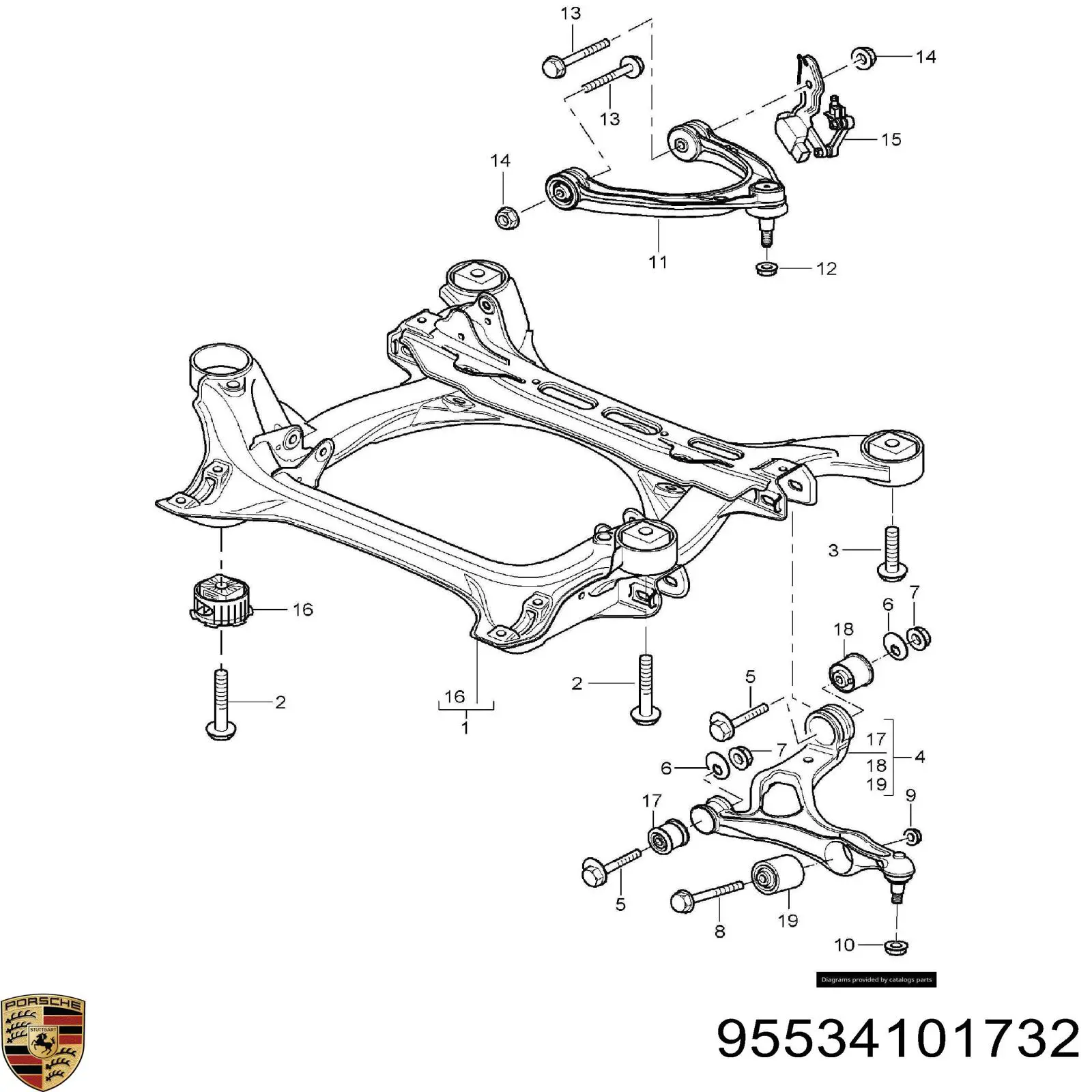 Купити 95534101732 Porsche Лівий важіль передній нижній підвіски