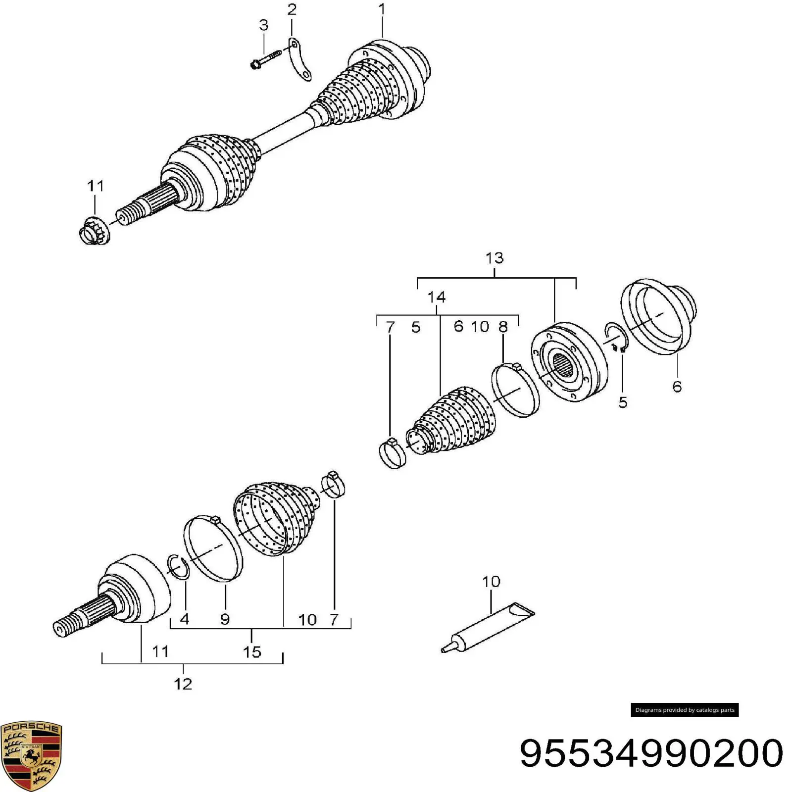 Купити 95534990200 Porsche Граната внутрішня ліва