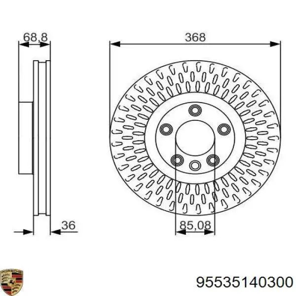 Диск переднього гальма Porsche 95535140300 ціна, від 111.17 USD