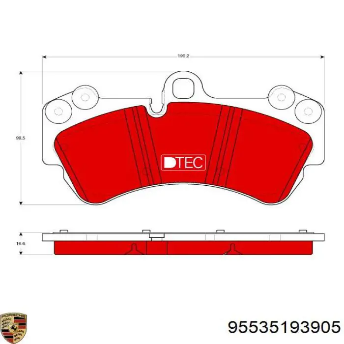 Купити 95535193905 Porsche Колодки гальмівні передні, дискові