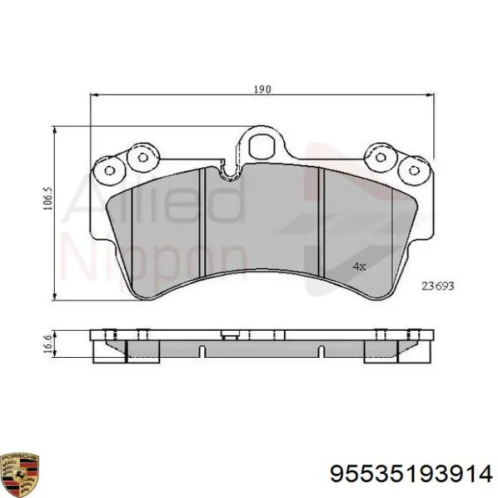 Гальмівні колодки Porsche 95535193914 ціна, від 44.48 USD
