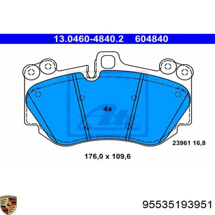 Гальмівні колодки Porsche 95535193951 ціна, від 48.79 USD