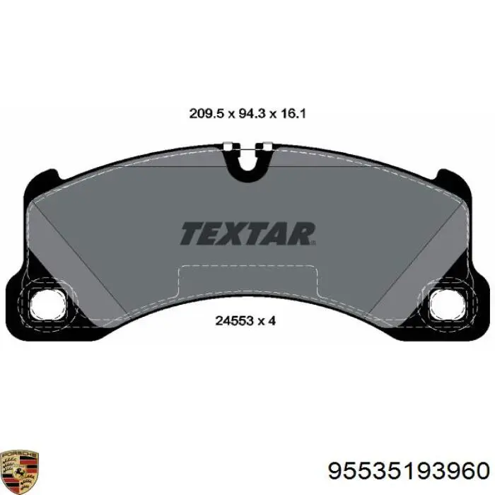 95535193960 Porsche Передні гальмівні колодки