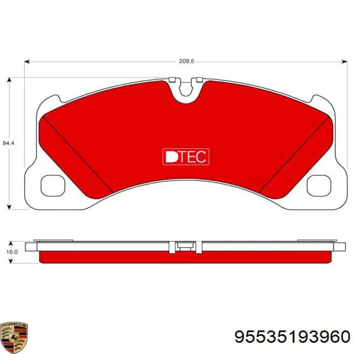Гальмівні колодки Porsche 95535193960 ціна, від 71.89 USD