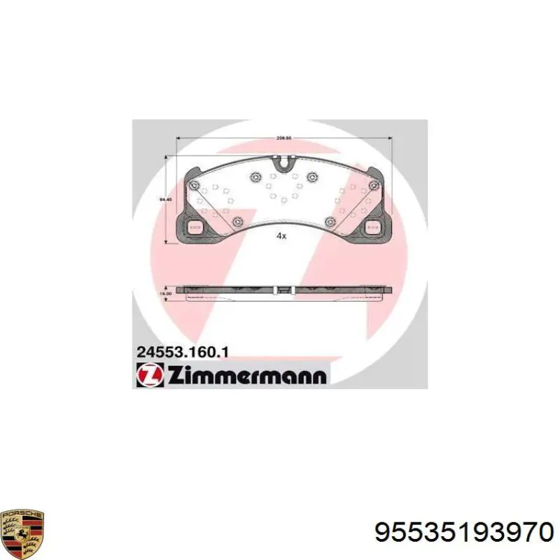 Передні тормозні колодки 95535193970 Porsche