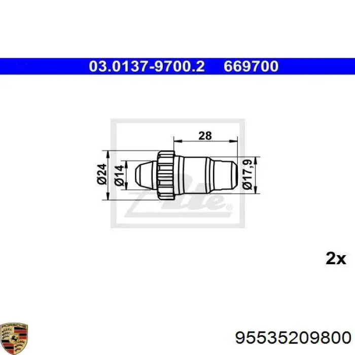 95535209800 Porsche Механізм підведення (самопідведення) барабанних колодок/розвідний ремкомплект
