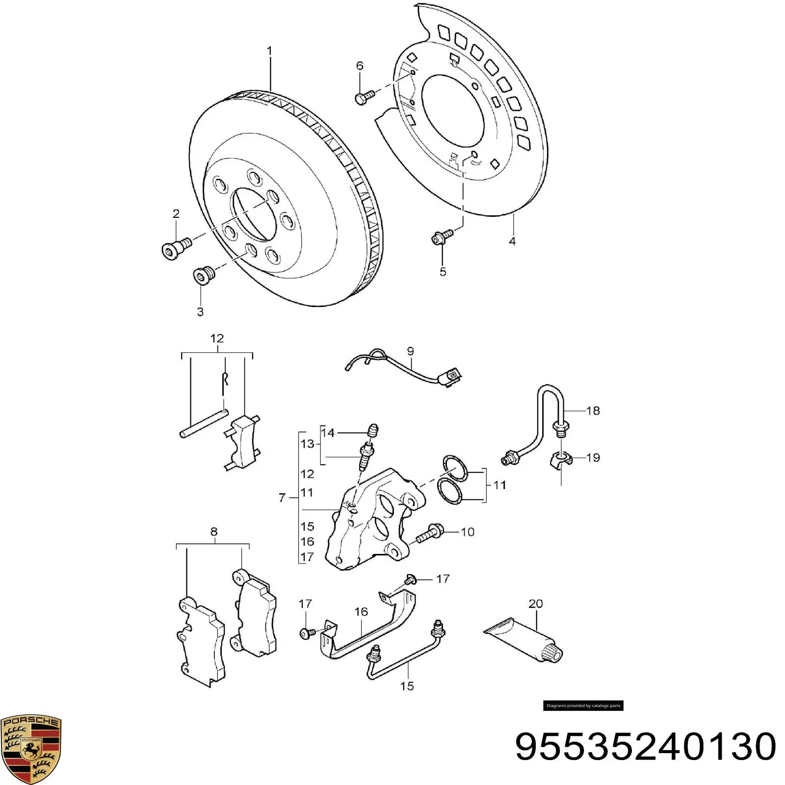 Купити 95535240130 Porsche Диск заднього гальма