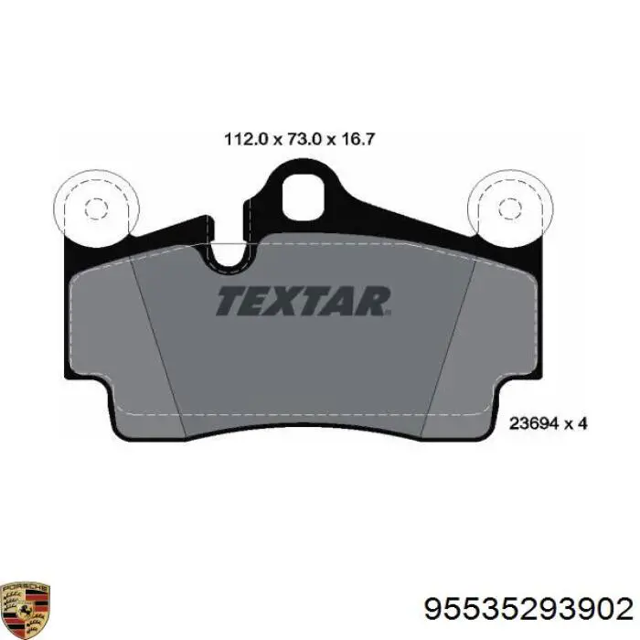 Купити 95535293902 Porsche Задні колодки