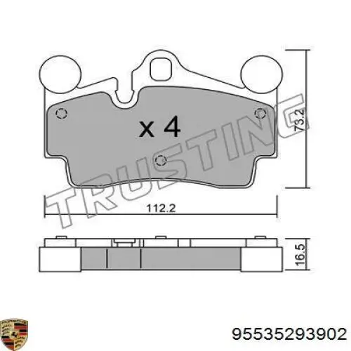 Задні гальмівні колодки Porsche 95535293902 ціна, від 27.96 USD