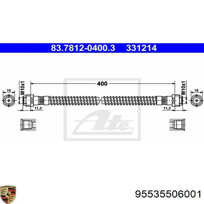 95535506001 Porsche Шланг гальмівний задній