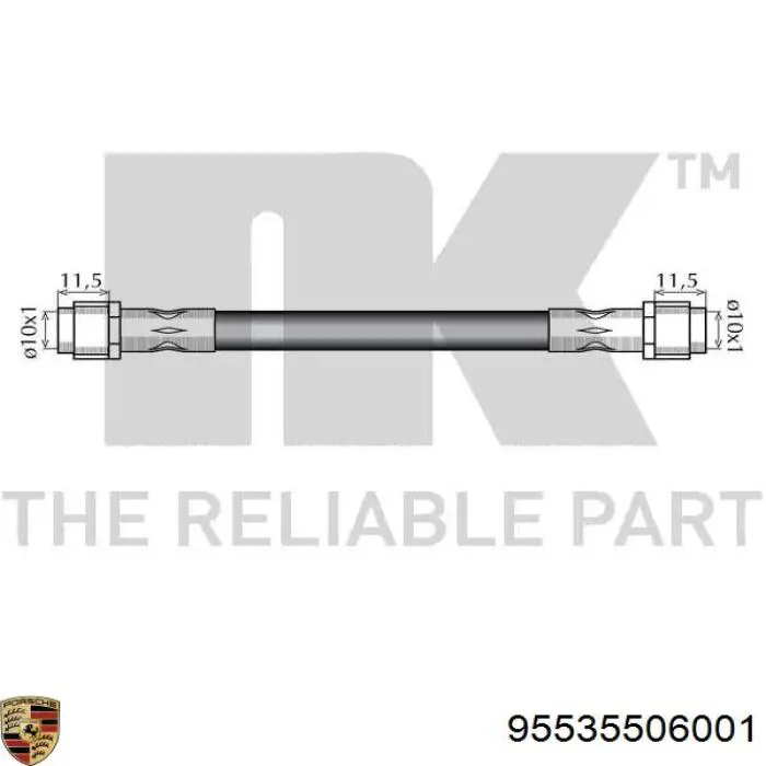 Шланг гальмівний задній Porsche 95535506001 ціна, від 9.60 USD