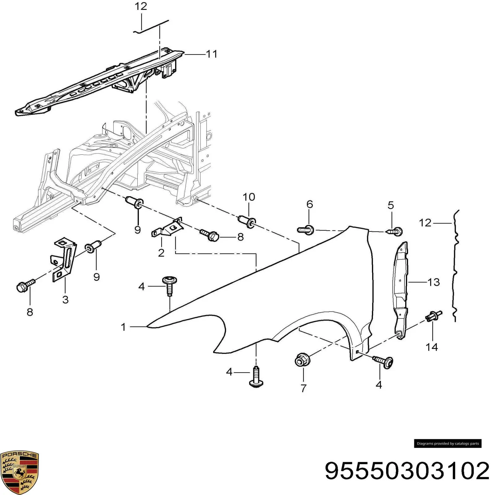 95550303102 Porsche Переднє ліве крило