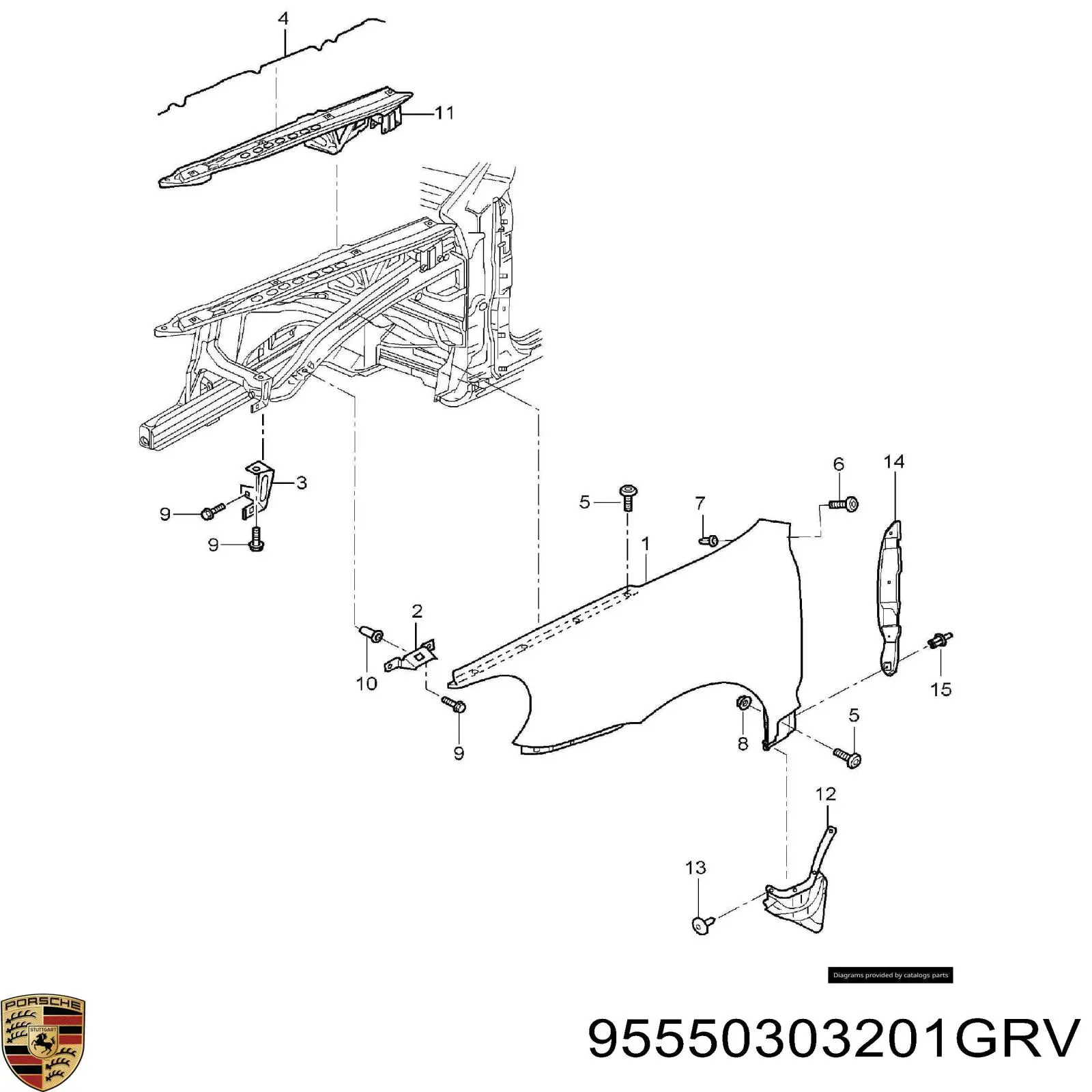 95550303201GRV Porsche Крило переднє праве