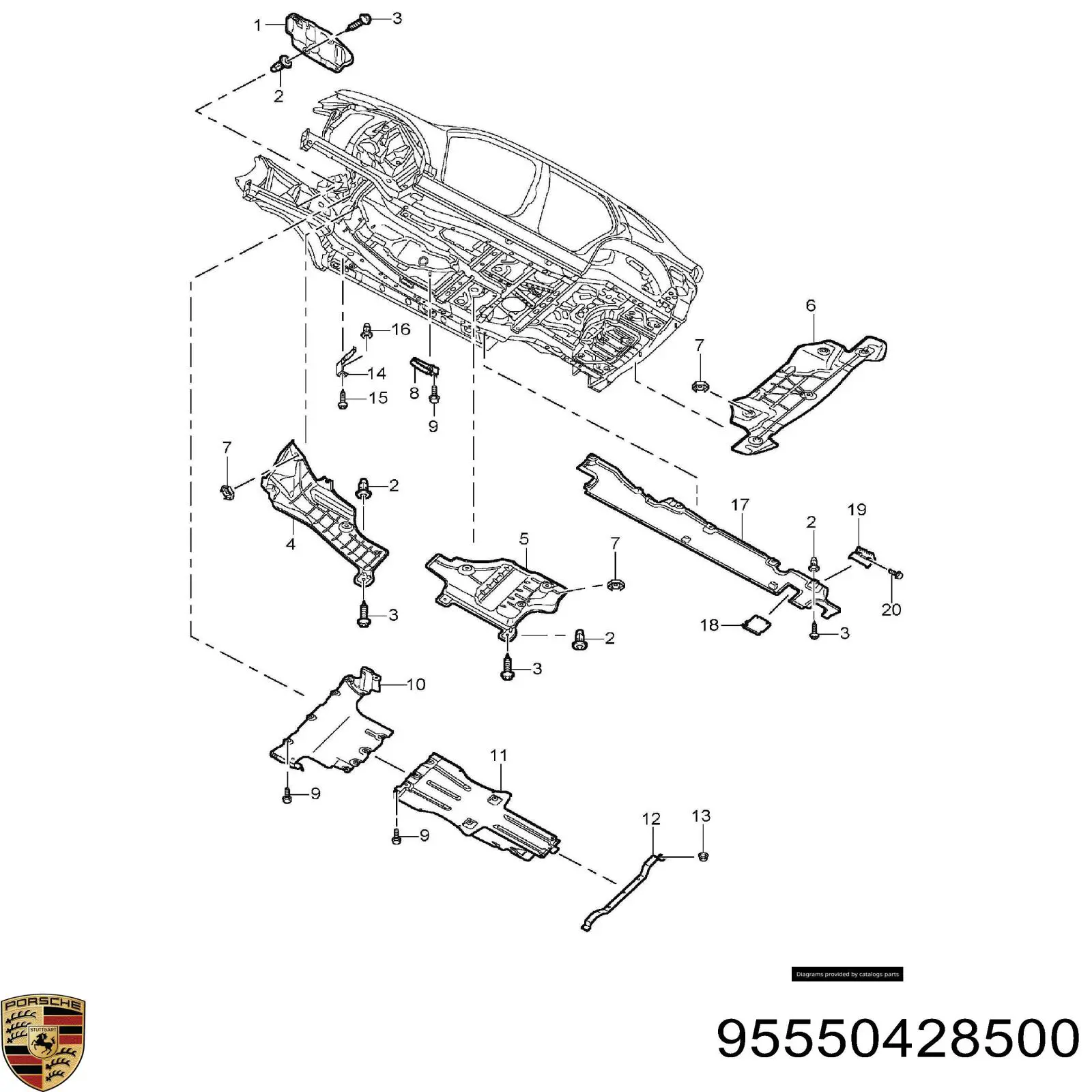 Захист двигуна, піддона (моторного відсіку) 95550428500 Porsche